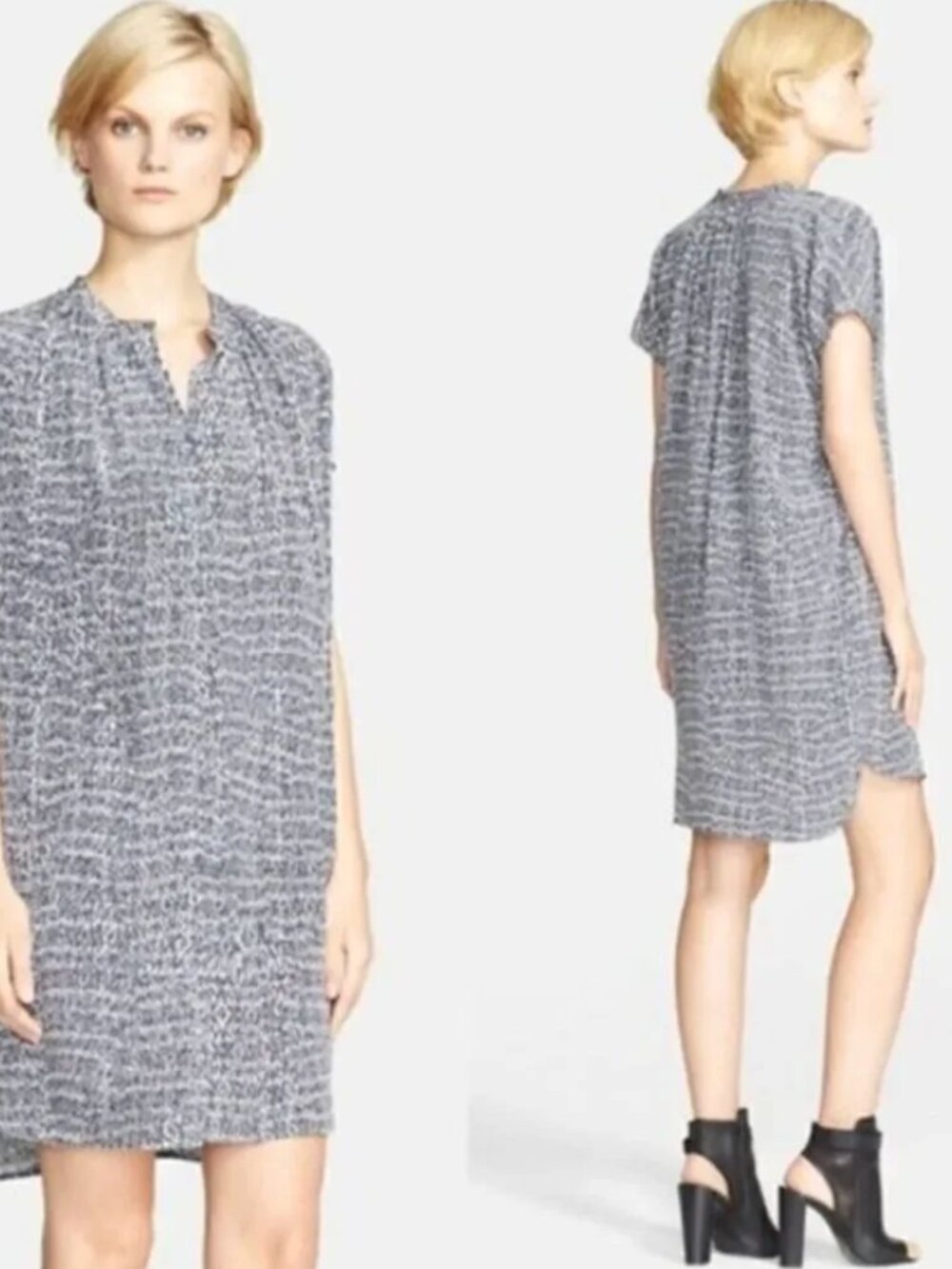 Vince Static Print Silk Tunic Dress Size: XS